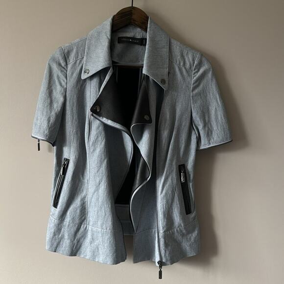 STELLA & JAMIE MULTI WAY LONG SLEEVE OR SHORT SLEEVE MOTO JACKET SIZE SMALL - Picture 2 of 11